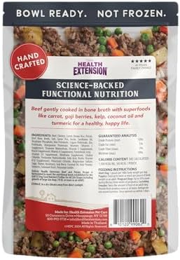Health Extension Gently Cooked Beef & Potato Dog Food, Human-Grade & Shelf-Stable with Superfoods, Supports Digestion, Immunity, Skin & Coat, 9 oz Pouch (Pack of 5)