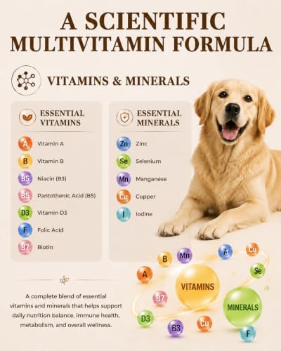 Dog Multivitamin Soft Chews: 5-in-1 Formula with CoQ10, Omega-3 and Lutein