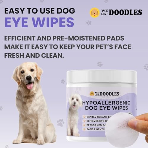 We Love Doodles Dog Eye Wipes & Dog Shampoo Bundle - Pre-Soaked Eye Wipes for Dogs, Tear Stain Remover for Dogs, Pet Eye Wipes, Dog Eye Cleaner, and Shampoo for Matted Pet Hair (Lavender)