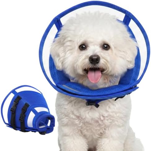 Soft Dog Recovery Cone Collar – Adjustable Transparent E-Collar Alternative for Small Dogs After Surgery | Anti-Lick, Soft Padded Neck, Comfortable Pet Recovery Cone for Eating & Sleeping, S