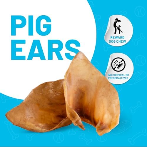Sitka Farms Whole Pig Ears for Dogs, Pork Dog Chews and Treats, 12 Count