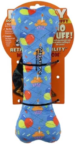MIGHTY Tuffy Bone Dog Toy: Ultra Durable Plush Toy with Multiple Layers & Reinforced Seams, Washable and Floats, Vinyl Bone & Fleece