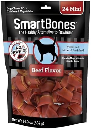 SmartBones Mini Bones Rawhide-Free Dog Treat, With Real Beef, 24 Count