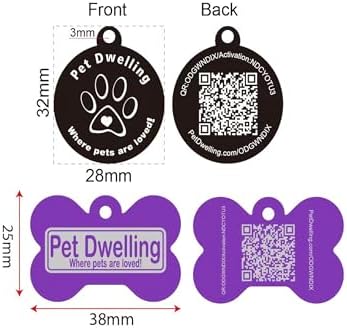 Pet Dwelling Aluminum QR Pet ID Tag – Smart Dog & Cat Tags with Free Personalized Online Profile, Instant Scan Alerts & AI-Powered Insights (Bone Pink)