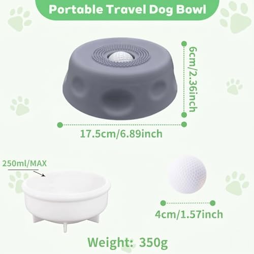 Slow Feeder Dog Bowl with Roll Ball, Slow Down pet Eating,Puzzle Toys, Blue