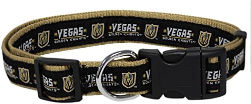 NHL LAS Vegas Golden Knights Collar for Dogs & Cats, Medium. - Adjustable, Cute & Stylish! The Ultimate Hockey Fan Collar!, Medium (12-18" Length x 0.62" Width)