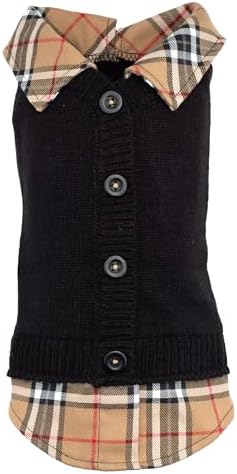 THE WORTHY DOG Sleeveless Pullover Pet Sweater,for Medium Dogs,Black