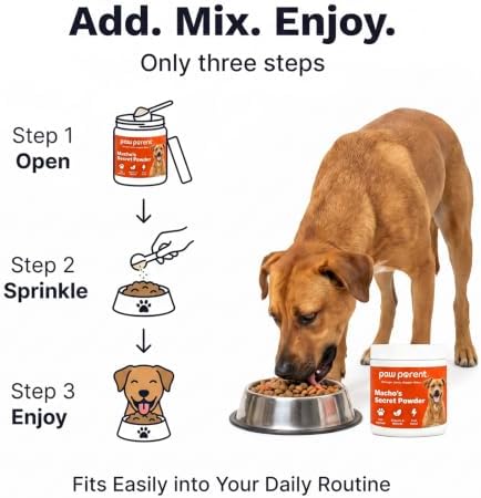 Paw Parent Macho's Secret Powder, Green Lipped Mussel Hip & Joint Powder for Dogs, Spine and Disc Powders, Cardiac Shield Formula with Glucosamine, Msm & Omega-3 for Mobility Support，3Pc