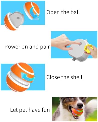 Ball Toy for Dogs, Waterproof Interactive Dog Toys Ball, Automatic Moving Dog Toy for Keep Them Busy, Remote Control Shaking Pet Balls, USB Rechargeable (Yellow,No Remote Control)