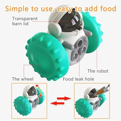 Dog Toy Treat Dispensing, Toys for Dogs, Natural Rubber Puzzle Toys, Tough Toy Treat Dispenser for All Type of Dogs, Innovative Robo Shaped Toy (Green)