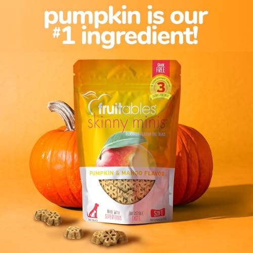 Fruitables Dog Treats, Pumpkin Mango, 5 Ounces | Pack of 2 | Low Calorie | Training Treats | Grain Free