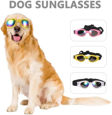 Dog Sunglasses Adjustable Plastic Frame 3pcs with UV Protection for Medium Breeds and Comfortable Fit Goggles for Dogs Suitable for Outdoor Walks and Beach Outings
