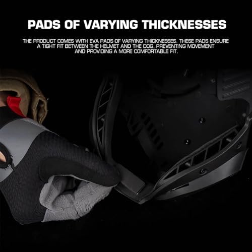 Tactical K9 Helmet - Adjustable Dog Helmet with Removable Ear Guards, 2 Lenses, Picatinny Rail & EVA Pads for German Shepherd and Medium Breed Working Dogs(Black)