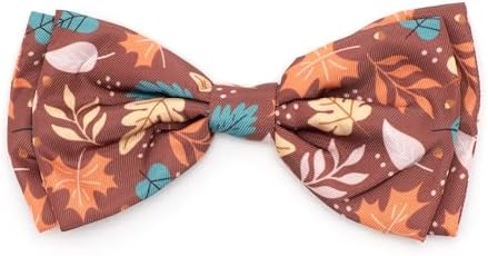 THE WORTHY DOG Fall Patterns Pet Bow Ties for Dogs & Cats, Falling Leaves