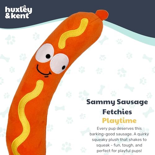 Huxley & Kent Fetchies Plush Dog Toy, Sammy Sausage, Small