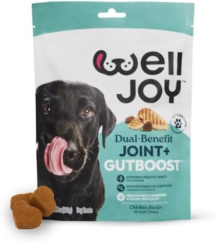 WellJoy Joint Dog Treat + Glucosamine, Chondroitin, GutBoost, 30ct