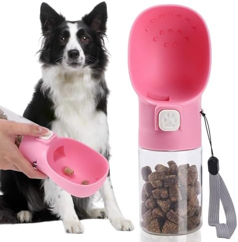 Colorday Handheld Dog Treat Dispenser Built-in Clicker & Treat Pouch, Hand Feeder for Puppy Training Walking Hiking Traveling (6.7 OZ, Pink)