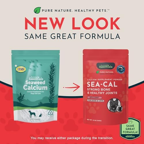 Animal Essentials Sea-Cal - Pure Seaweed Calcium Powder for Dogs with Magnesium, Joint Supplement for Dogs & Cats for Healthy Bones & Teeth, Joint Health, Vegan Icelandic Seaweed Calcium - 12 oz