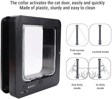 FILFEEL Cat Door with CollarActivated Sensing – DualDirection Automatic Pet Door for Cats and Small Dogs, Easy Install, Weather- Plastic Flap, 10.24 X 11.61 Inch