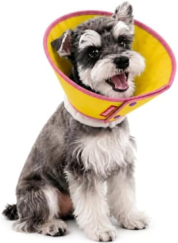 Soft Dog Cone Collar for Dogs & Cats, Adjustable Elizabethan Recovery Collar, Lightweight EPE Material, Post-Surgery Wound Protection (Yellow, L)