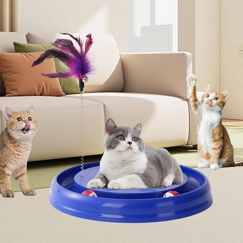 Interactive Cat Ball Track Toy Cat Scratcher, Grey