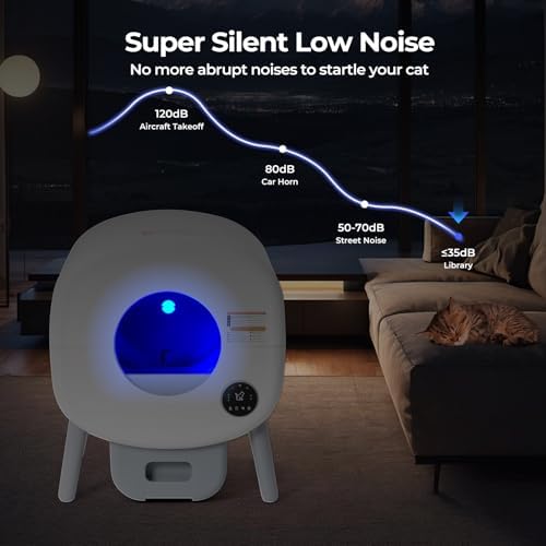 Fsitego Self Cleaning Cat Litter Box: 76L Extra Large Automatic Litter Box for Multiple Cats, Odor-Free, Smart App Control, Ambient Light Waste Disposal