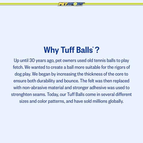 PetSport Giant Tuff Ball - Giant Tennis Balls for Dogs, Great for Boredom & Aggressive Chewers, Dog Toy, Giant Tennis Balls for Large Dogs, Certified Non-Toxic, Won't Wear Down Teeth - 4"