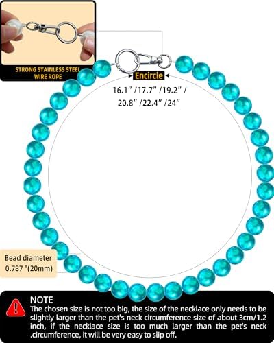 Chunky Pearl Dog Necklace (Beads 20mm),Elegant Classic Super Big Pearl Collar Necklace Accessories for Medium Large Dogs Occasions and Gatherings (Turquoise, 4XL(Neck Girth 22.5''-25''))