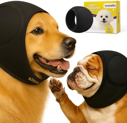 Dog Ear Wrap Hoodie, Large Head Circumference 18-24 in, Soft Cotton Dog Ear Cover for Grooming, Bathing, Wind and Everyday Wear, Dark Grey，