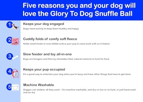Glory To Dog Small Breed Snuffle Puzzle Ball Treat Foraging Dog Toy Blue
