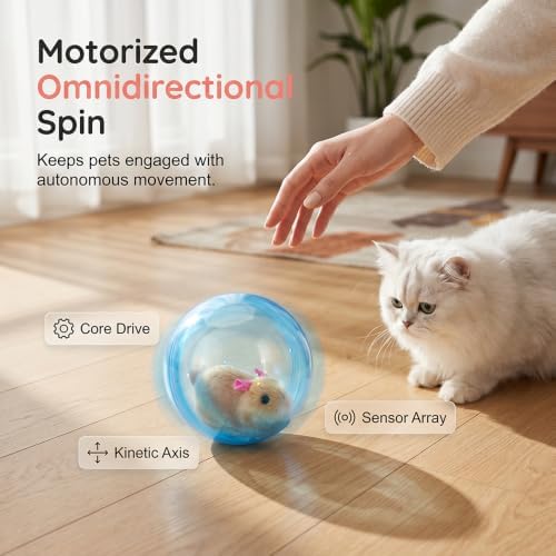 2 Pack Auto-Rolling Cat Ball for Indoor Pet (2, White Rabbit Set)