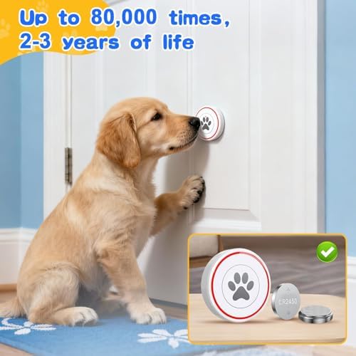 ChunHee Dog Door Bell for Potty Training – Wireless Doggie Doorbell to Go Outside, 1.6in Touch Surface, Easy for Puppy & Adult Dogs, IP55 Waterproof, 500FT Range, 55 Ringtones, Adjustable Volume