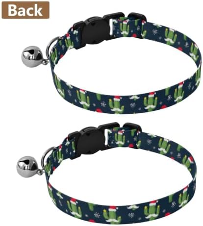 Green Cacti Christmas Trees Cats Collar 2 Pack Cat Neck Collar Adjustable Length 10.6" to 17.1"