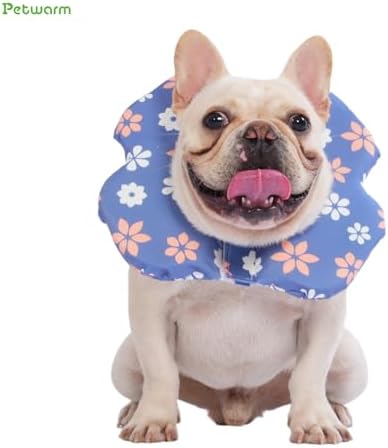 PetWarm Dog Recovery Collar, Recovery Collar, Blue Flower Print, L