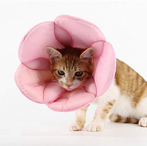 POPETPOP Flower Necklace Pet Recovery Collar - Adjustable Dog Cat Cone Collar Soft Elizabethan Protective Collars Dog Cones After Surgery for Cat and Puppy (Pink) Flower Choker Necklace