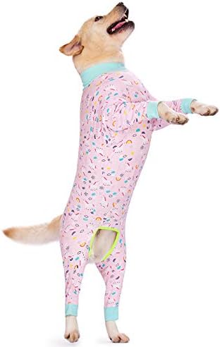 Dog Surgery Recovery Suit Female Male for Dogs After Surgery Medium Large Dogs Onesie Dog Pajamas Pjs Clothes (Pink Rainbow, 34 (Chest 35.04 in | Backlength 23.62 in))