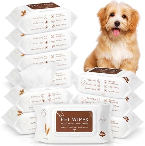 Treela 10 Pack Dog Pet Wipes, 80 Count Paws Body, Soothing Oatmeal Flavor