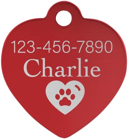 Signature Custom Laser Engraved Anodized Aluminum Pet ID Tags (Pink, Heart 1 1/4" x 1 1/4")