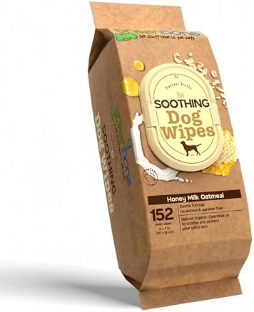Greenbone Dog Wipes Natural and Safe for Grooming Paws, Body and Butt Cleaning Deodorizing Honey Milk Oatmeal 150 Wipes