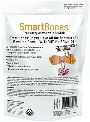 SmartBones Mini Bones Rawhide-Free Dog Treat, Real Peanut Butter, 16 Count