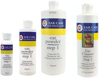 Dog and Cat Healthy Ear Care Cleaner R-7 Helps Remove Hair, Odors and Wax Choose Step 1, 2 or Set (96 Gram Step 1 Powder)