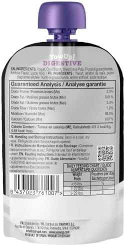 YowUp Dog Yogurt Treat, Digestive with Prebiotics, 4 Pouches
