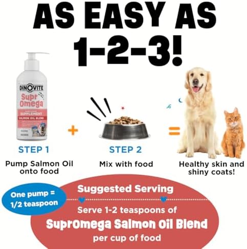 Dinovite SuprOmega Salmon Oil for Dogs & Cats, Skin & Coat Support, 16 oz
