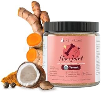 kin+kind Organic Turmeric Hip and Joint Supplement for Dogs and Cats – Supports Healthy Joint Mobility and Inflammatory Response – Vet Formulated – 8 oz