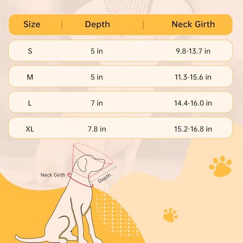 Dog Cone Collar for Surgery Recovery, Adjustable Soft Elizabethan Collar, Anti-Lick Protective Neck E-Collar for Dogs S