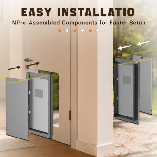 XL Dog Door for Exterior Doors, Heavy Duty Aluminum Doggy Door, Insulated Dual Flap for Extreme Weather, Lockable Doggie Door for Large & Extra Large Dogs up to 220 lbs