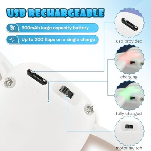 Cat Toys, Flapping Wings Sparrow, No Flying, Chirping Bird Interactive Catnip Toy for Kitten or Small Dogs, Touch Activated, Rechargeable, 3 Modes