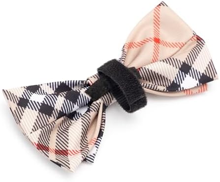 THE WORTHY DOG Everyday Patterned Pet Bow Ties for Dogs & Cats, Tan Plaid