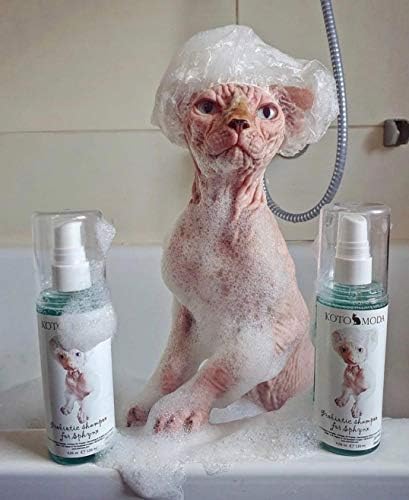Probiotic Shampoo + Foam Dispenser Kit for Sphynx Cats, Gentle Unscented pH-Balanced Cleanser for Hairless and Short-Hair Breeds with Sensitive Skin, 4.06 fl oz / 120 ml