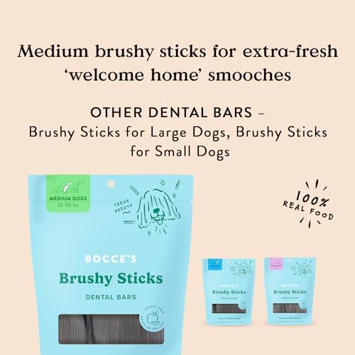 Bocce's Bakery Brushy Sticks Dog Dental Treats, Medium Breeds (13 oz)
